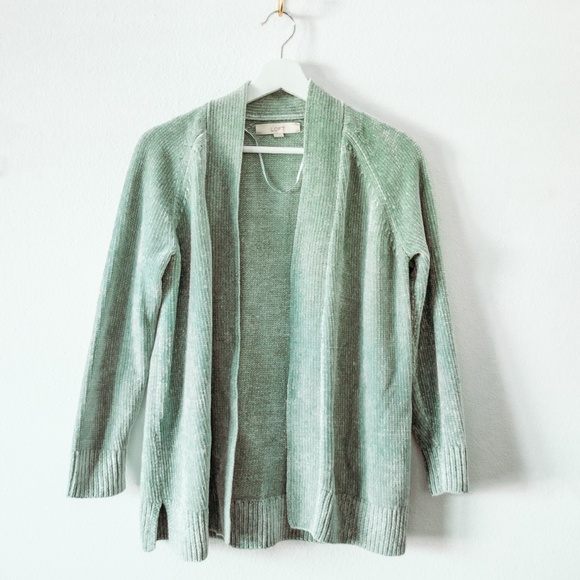 green chenille cardigan